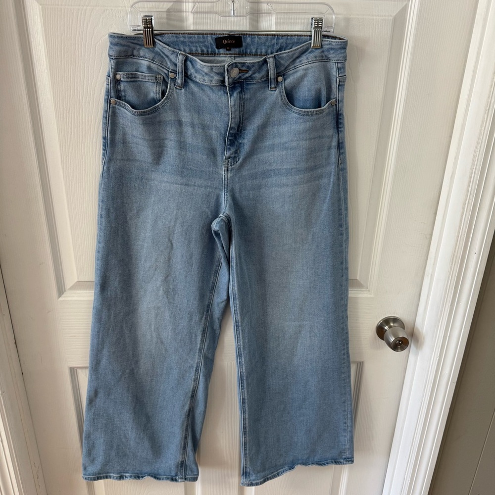Quince Bella High Rise Wide Leg Jeans in Frosted Blue Size 32 - Picture 10 of 11